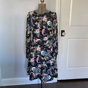 LOFT Black Paisley Floral, Long Sleeve Dress | NWOT | Size 8 Tall | Stunning!